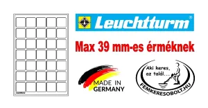Leuchtturm érmetartó lap max 39 mm-es érmék részére. L méretben.