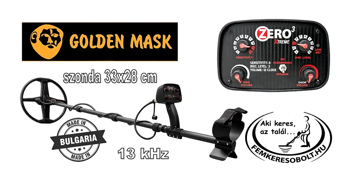 Golden Mask LP ZERO 3 Xtreme fémkereső 33x28 cm dd szondával