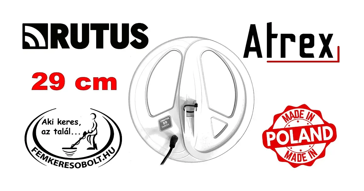 Rutus Artex fémkereső 29 cm-es fehér DD szonda
